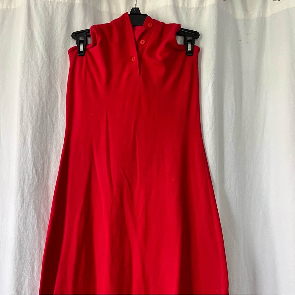 Red halter dress